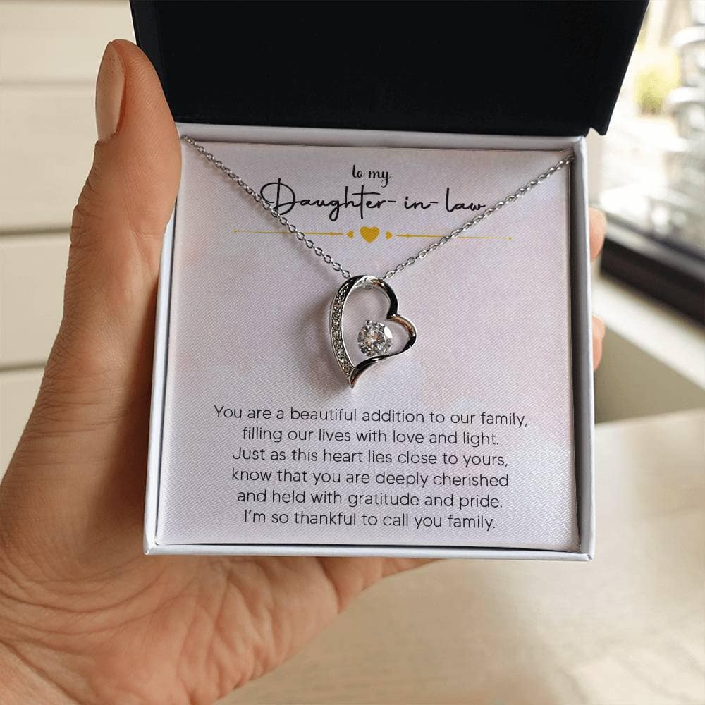 Daughter in law " Family" Forever Heart Necklace