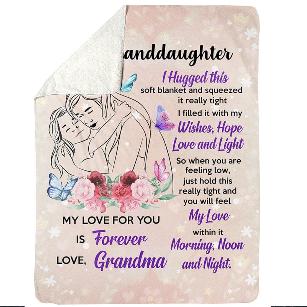 Granddaughter Bfly Hug - Personalized Blanket