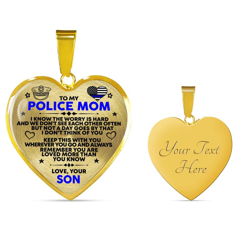 To My Police Mom - Premium Heart Necklace