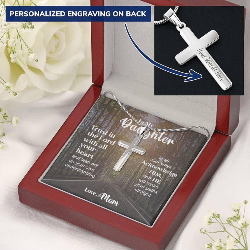 To my Daughter - Trust in the Lord - Cross Necklace