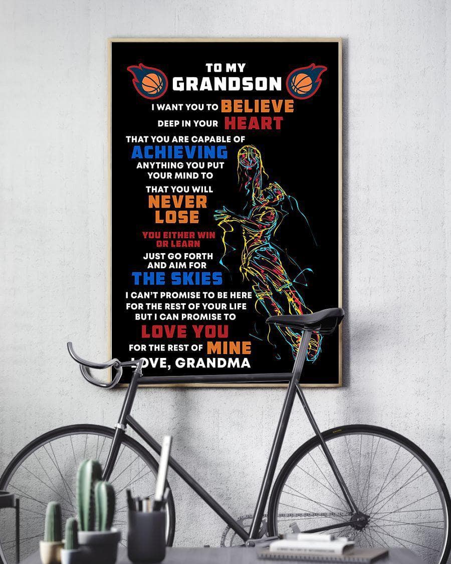 To My Grandson - Personalized Poster - Basketball
