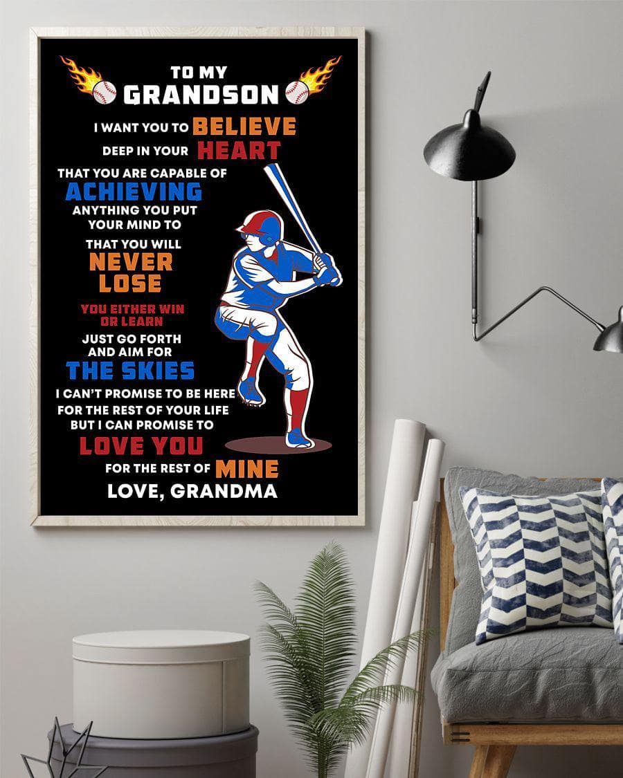 To My Grandson - Personalized Poster - Baseball