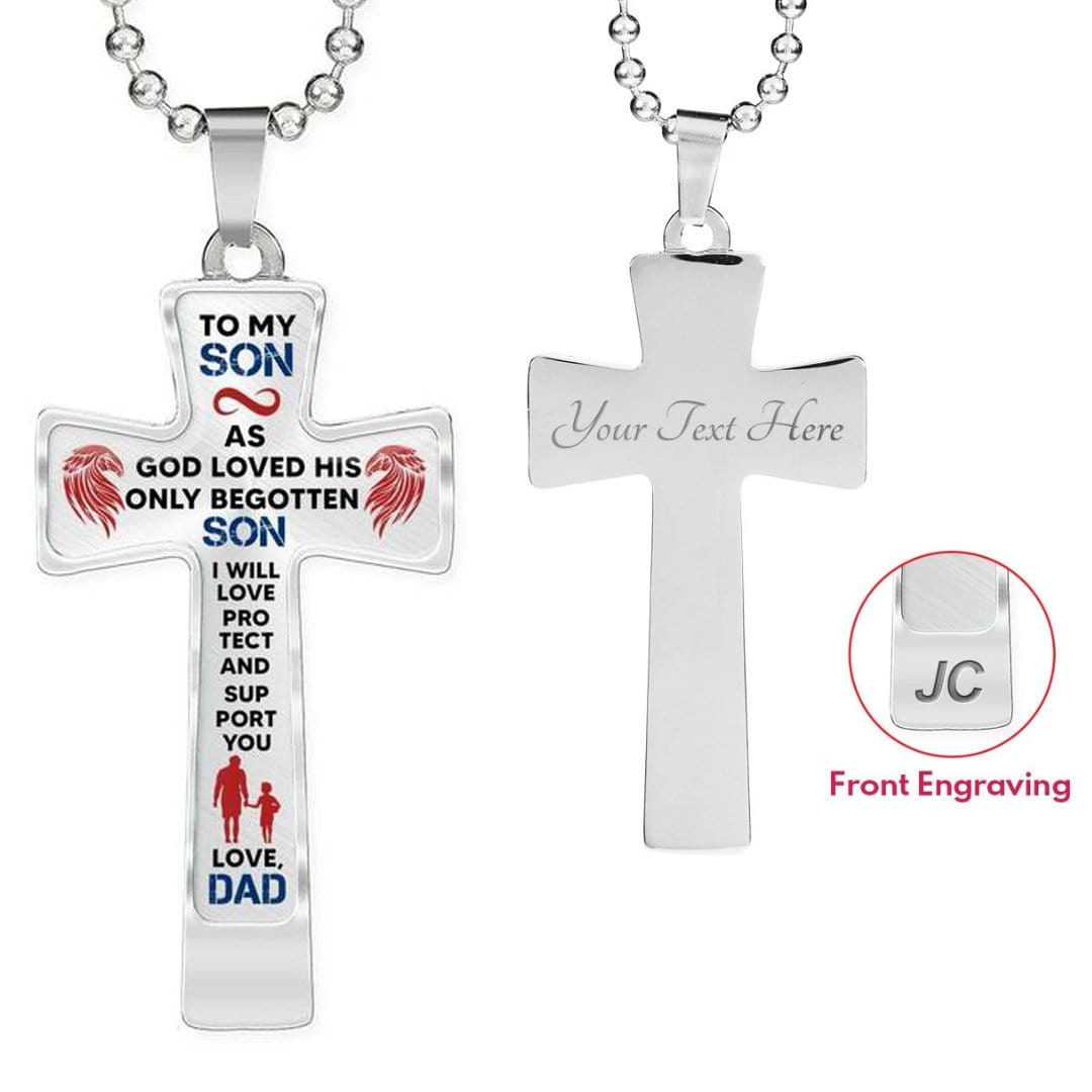 To My Son - Premium Cross Necklace - Dad