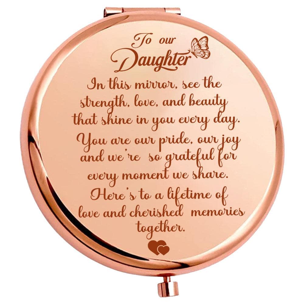 Daughter- "Lifetime of Love" Engraved Hand-Held Folding Mirror