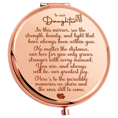 Daughter- "Greatest Joy" Engraved Hand-Held Folding Mirror