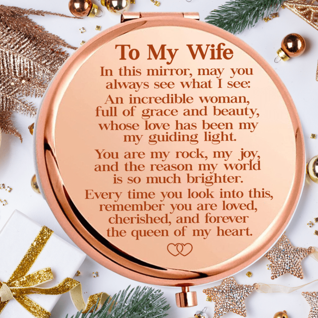 My Wife - "Reflection" Engraved Hand-Held Folding Mirror