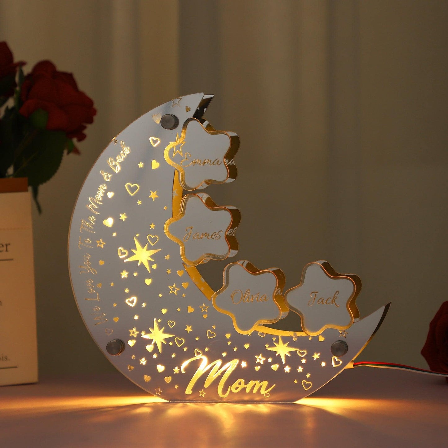 Personalized Moon Lamp - We Love You to the moon and back - M