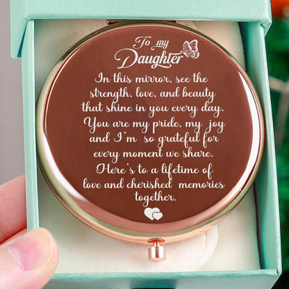 Daughter- "Lifetime of Love" Engraved Hand-Held Folding Mirror