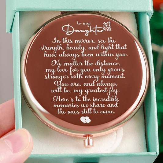 Daughter- "Greatest Joy" Engraved Hand-Held Folding Mirror