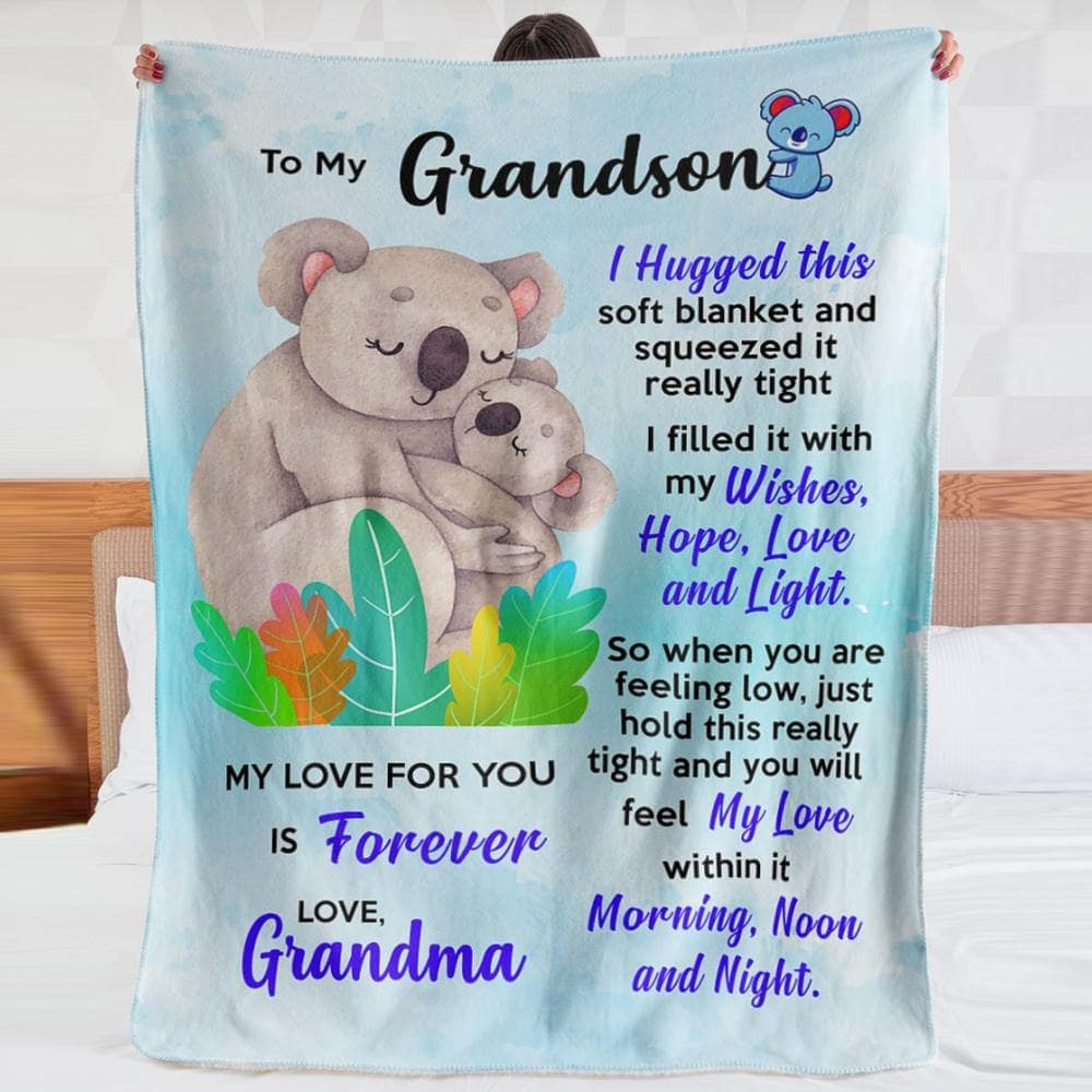 Grandson Blanket Koala Hug Family First