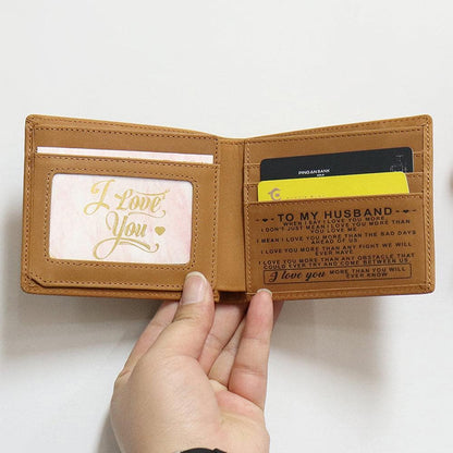 To My Husband - I Love You More - Bi-Fold Leather Wallet