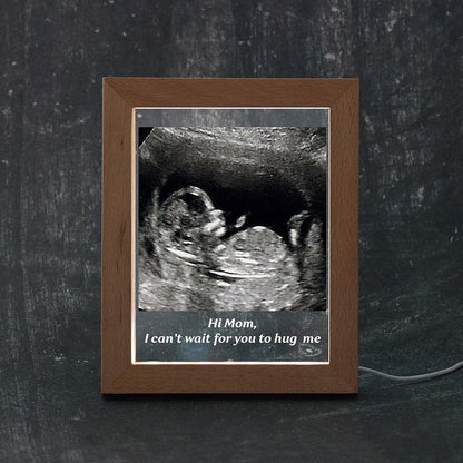New Mom Sonogram - Personalized Wooden Frame Glass with LED Lights