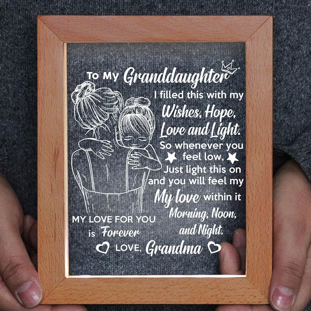 My Granddaughter Wooden Frame Glass with LED Lights
