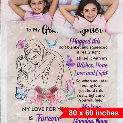 Granddaughter Bfly Hug - Personalized Blanket
