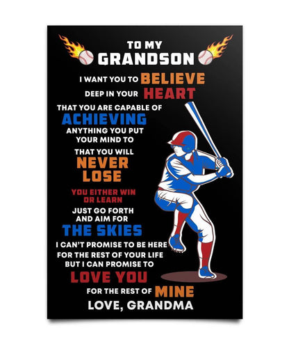 To My Grandson - Personalized Poster - Baseball