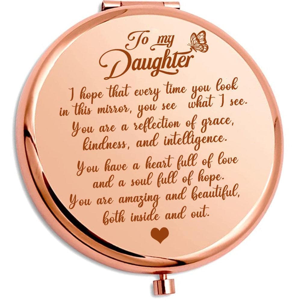 My Daughter or Daughter-in-law - "Reflection" Engraved Hand-Held Folding Mirror