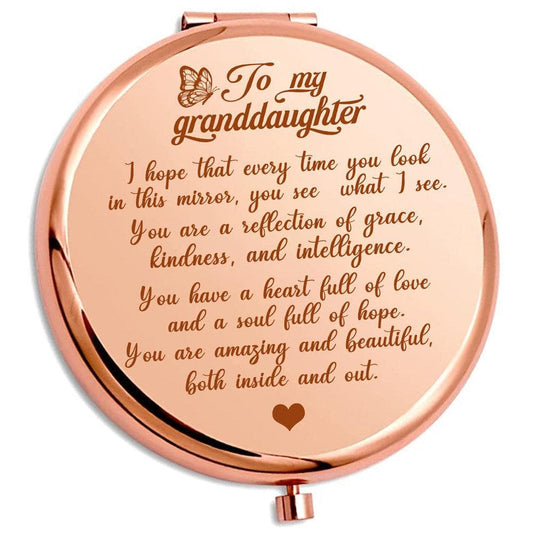 My Granddaughter - "Reflection" Engraved Hand-Held Folding Mirror