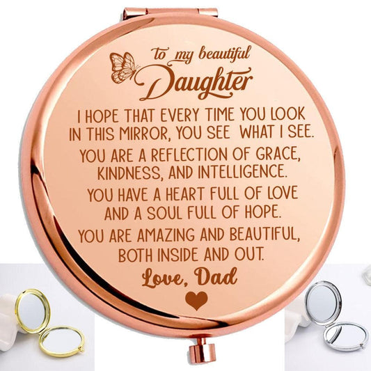My Daughter Dad - "Reflection" Personalized Engraved Hand-Held Folding Mirror
