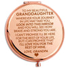 My Granddaughter - &quot;Brave and Strong&quot; Personalized Engraved Hand-Held Folding Mirror