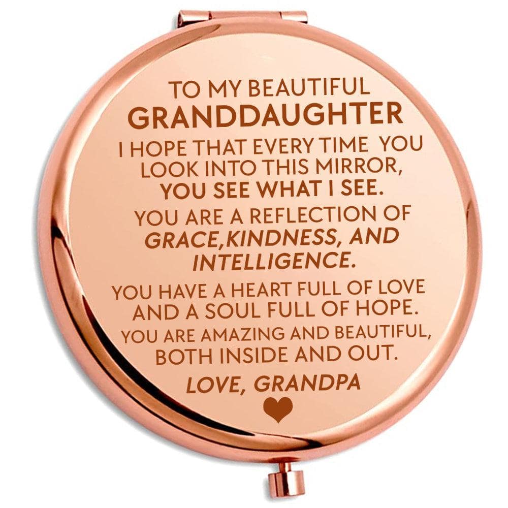 My Granddaughter PP - "Reflection" Personalized Engraved Hand-Held Folding Mirror -