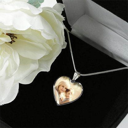Personalized Photo with Engraving - Luxury  Heart Necklace