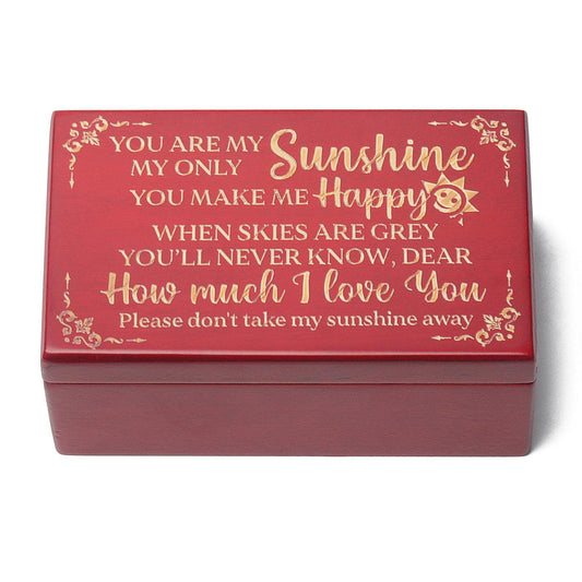 Premium Mahogany Jewelry Music Box - "You are my Sunshine"
