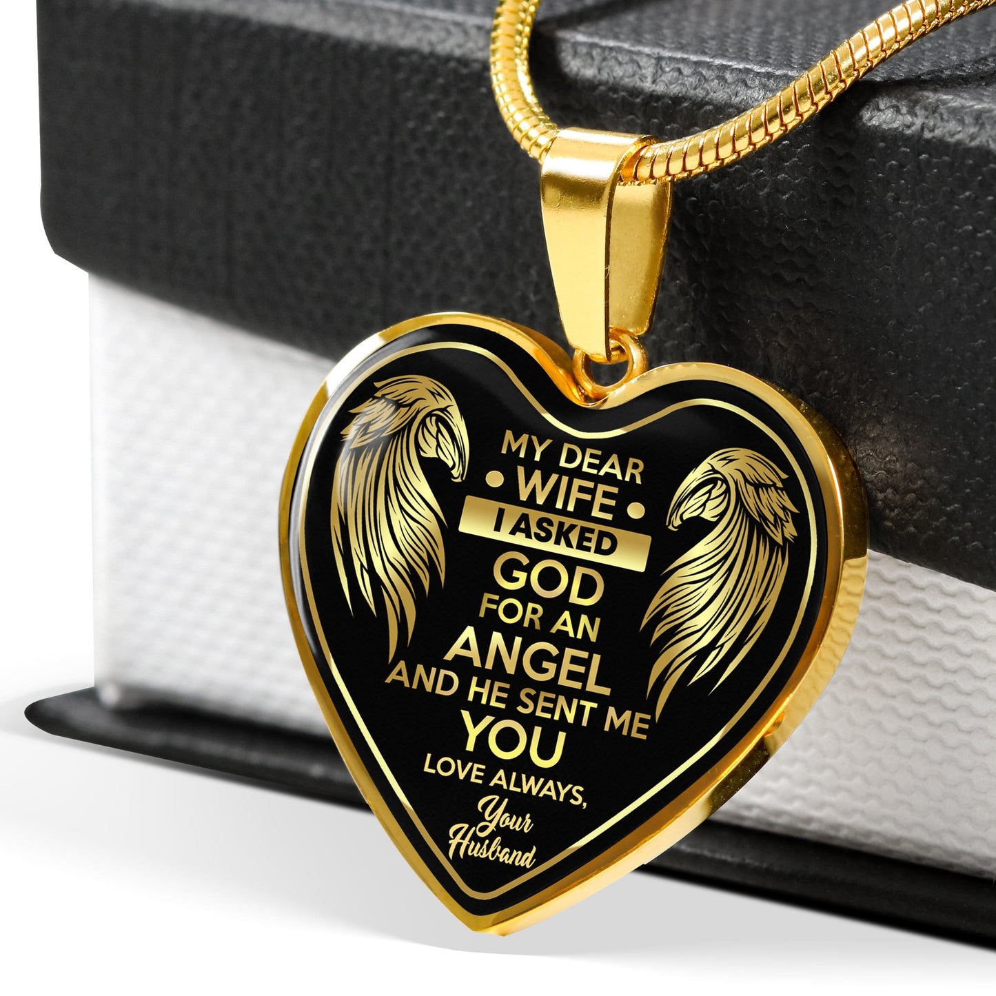 My Wife, My Angel - Premium Heart Necklace