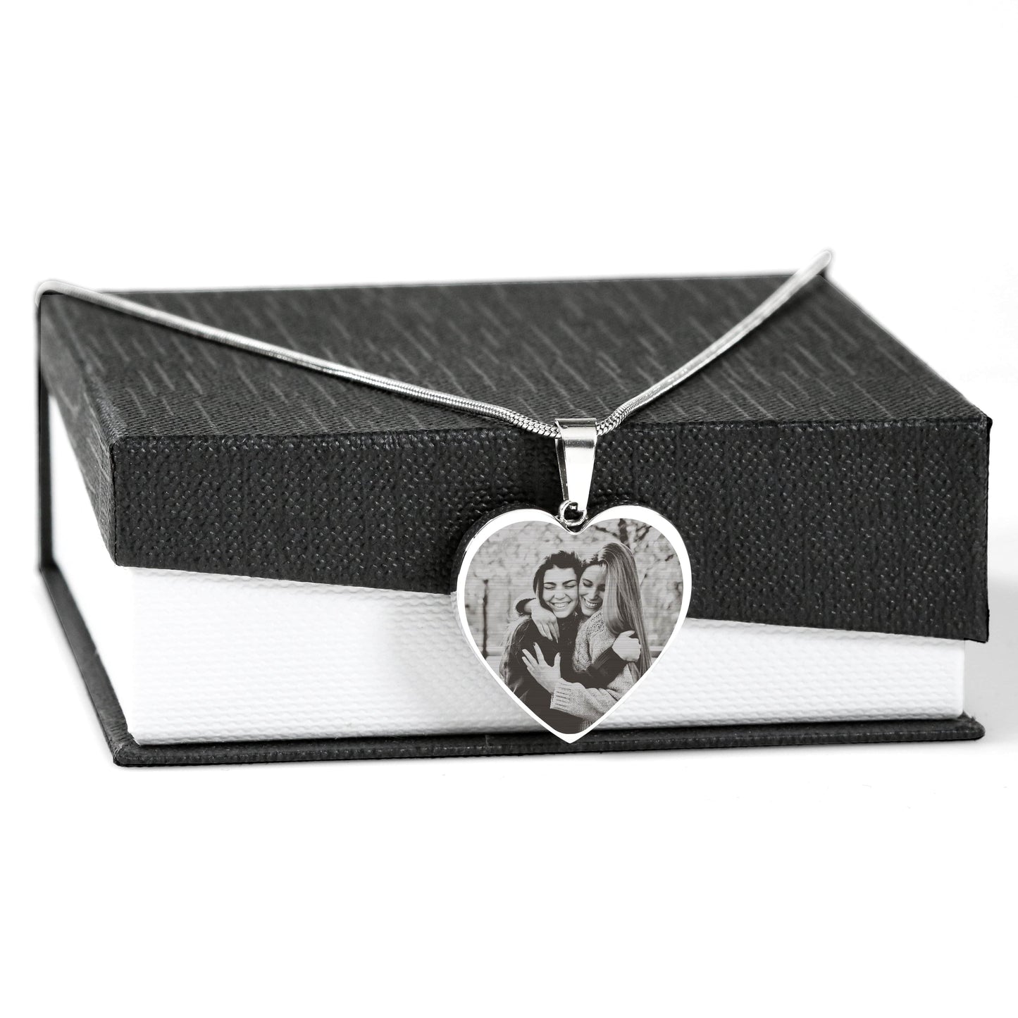 Personalized Photo Etched Heart Necklace
