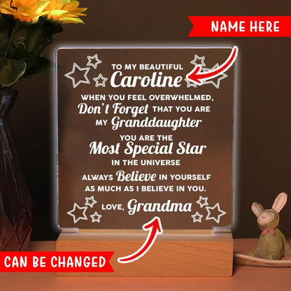 Bed Side - Personalized Night Light - Most Special Star