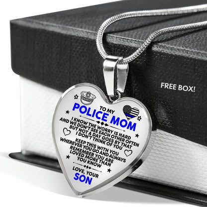 To My Police Mom - Premium Heart Necklace
