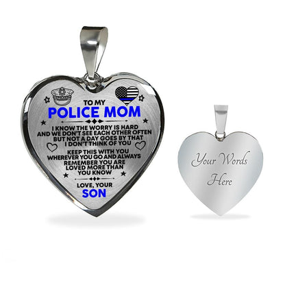 To My Police Mom - Premium Heart Necklace
