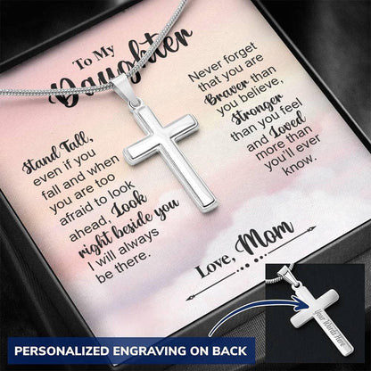 My Daughter - Stand Tall - Cross Necklace ( with FREE Engraving )