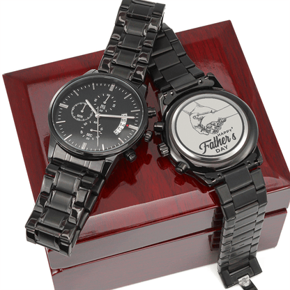 Father's Day - Engraved Black Chronograph Watch 1A