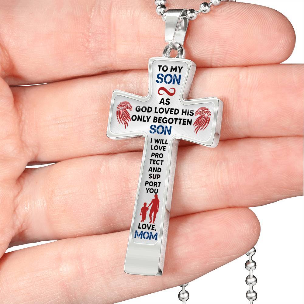 To My Son - From Mom - Premium Cross Necklace