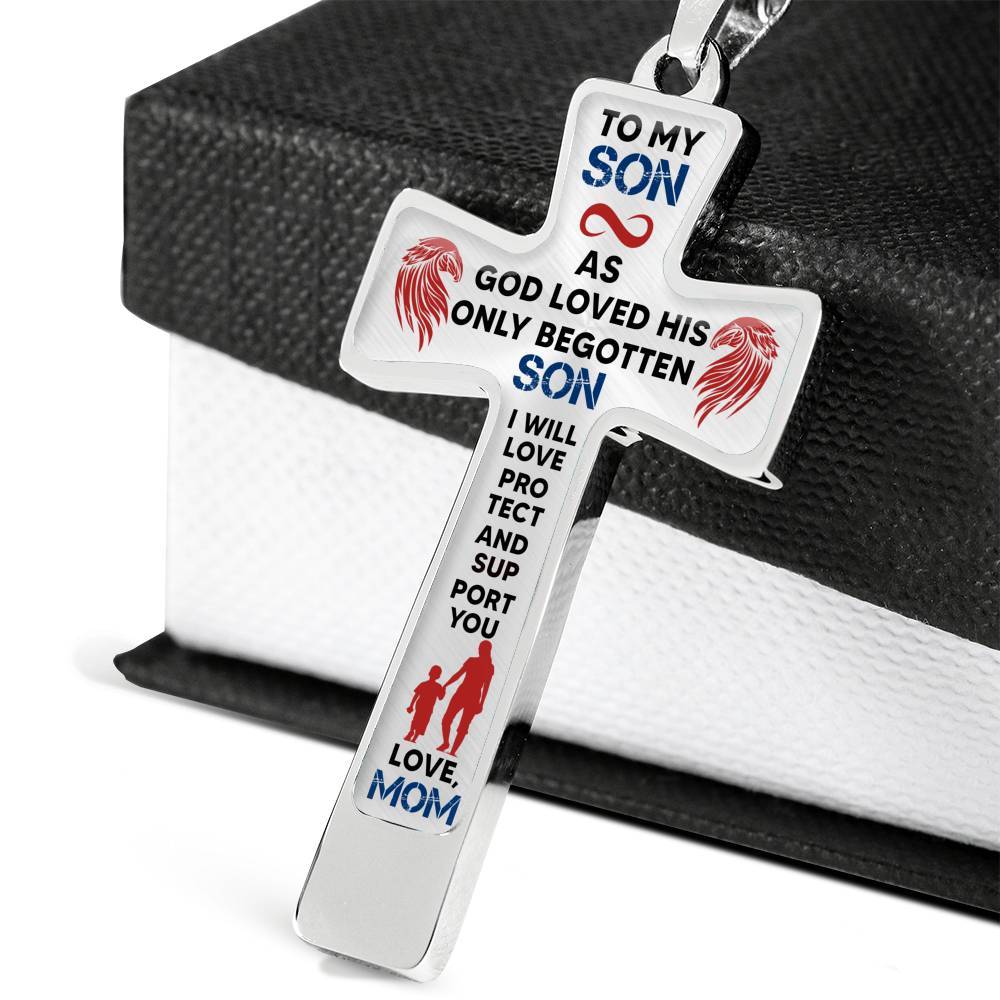 To My Son - From Mom - Premium Cross Necklace