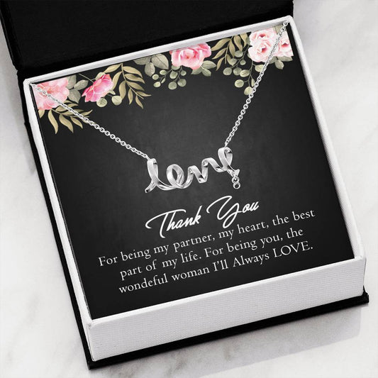 Scripted Heart Necklace w/ FREE "Thank You" Card