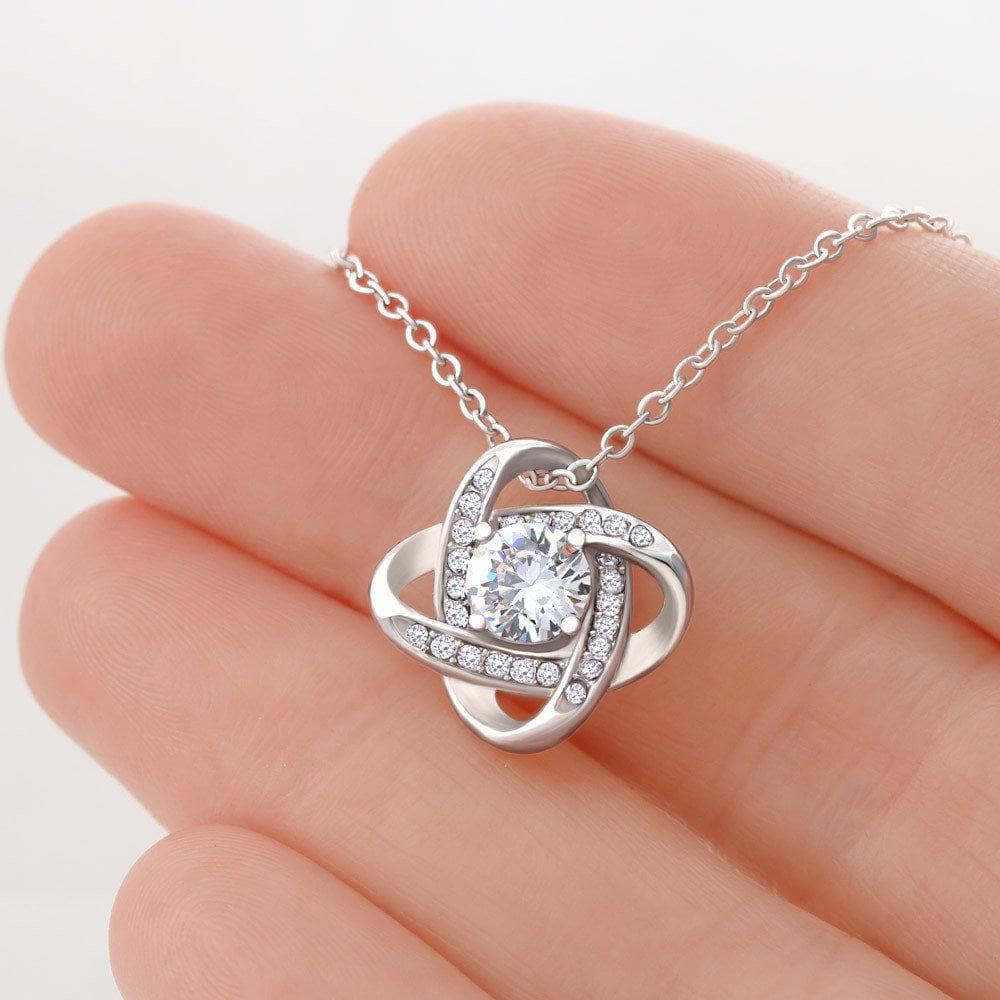 Granddaughter Bfly- 14k White Gold Love Knot Necklace