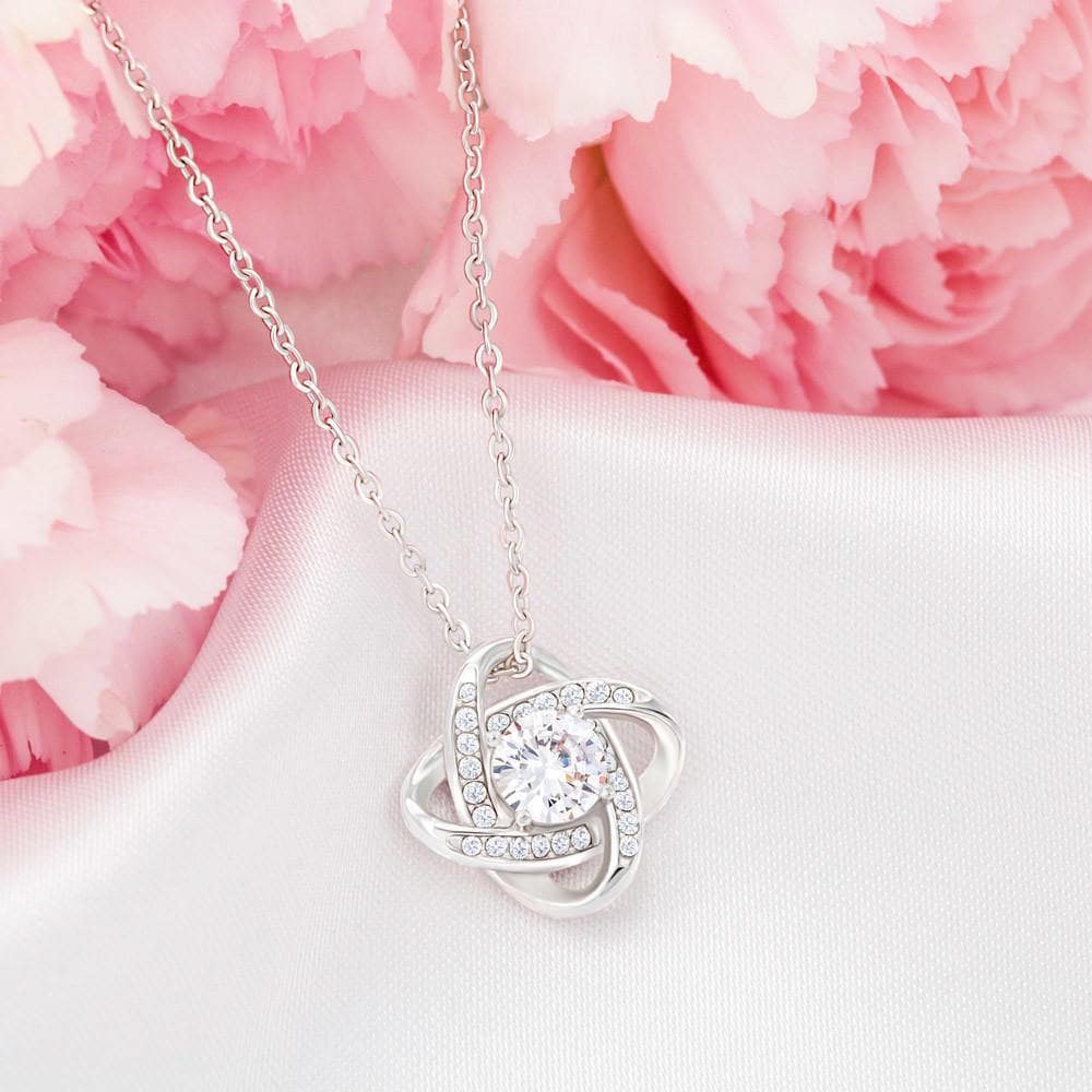 Granddaughter Bfly- 14k White Gold Love Knot Necklace