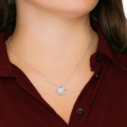 Granddaughter Bfly2- 14k White Gold Love Knot Necklace