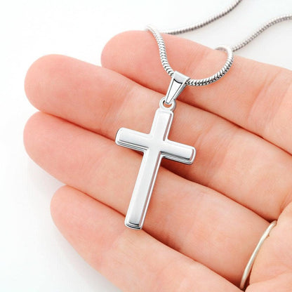 Amazing Wife - 14k White Gold Cross Necklace