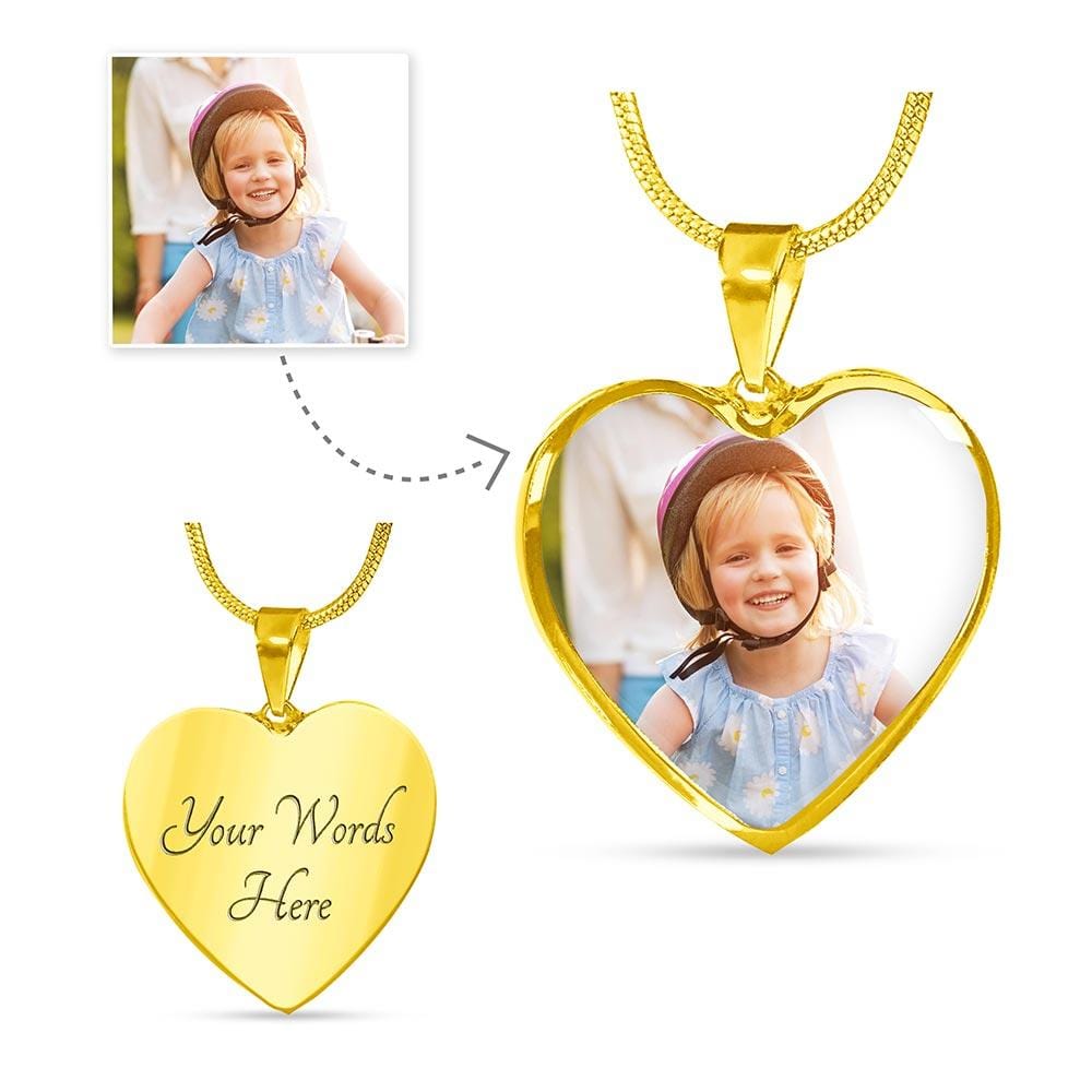 Personalized Photo with Engraving - Luxury  Heart Necklace