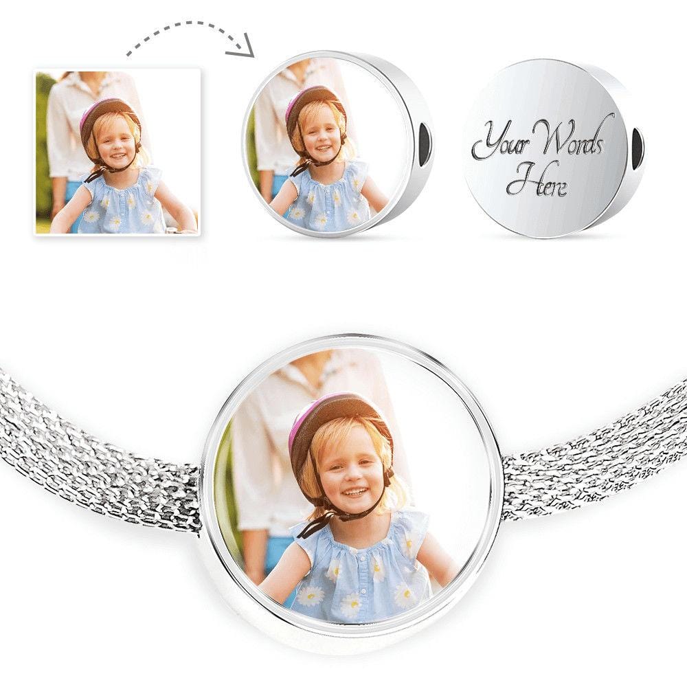 Personalized Photo - Circle Charm on Luxury Steel Bracelet