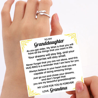 Granddaughter Dream Big - Hug Ring (Adjustable - One Size Fits All) - 925 Sterling Silver