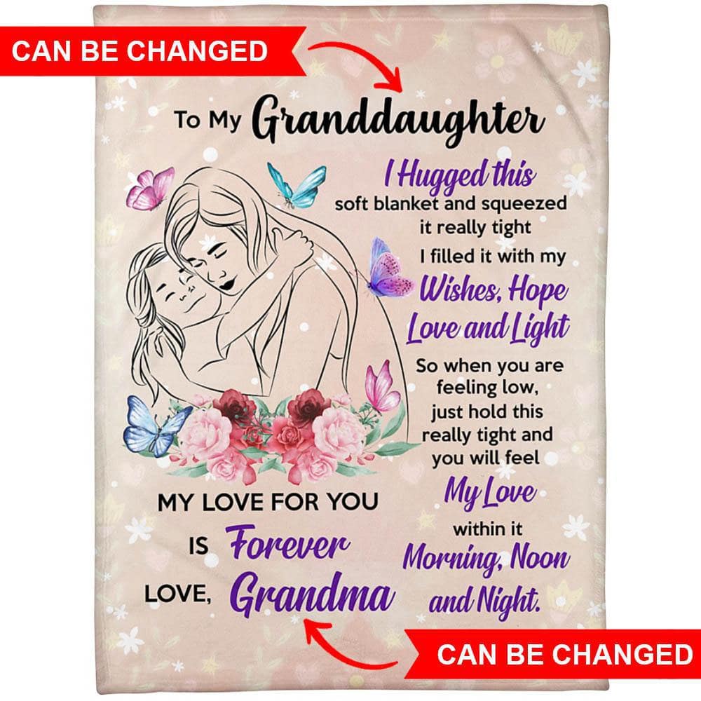 Granddaughter Bfly Hug - Personalized Blanket