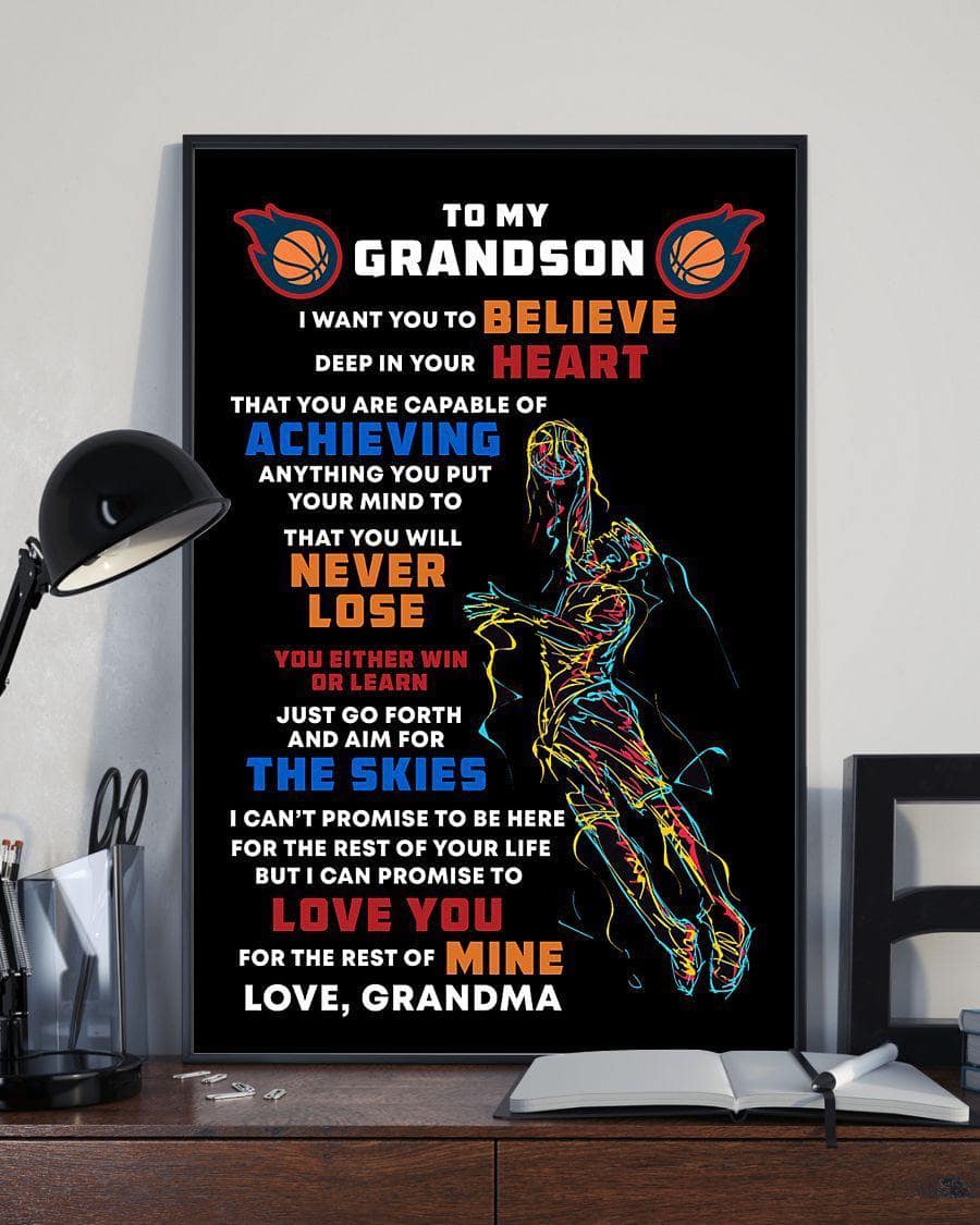 To My Grandson - Personalized Poster - Basketball