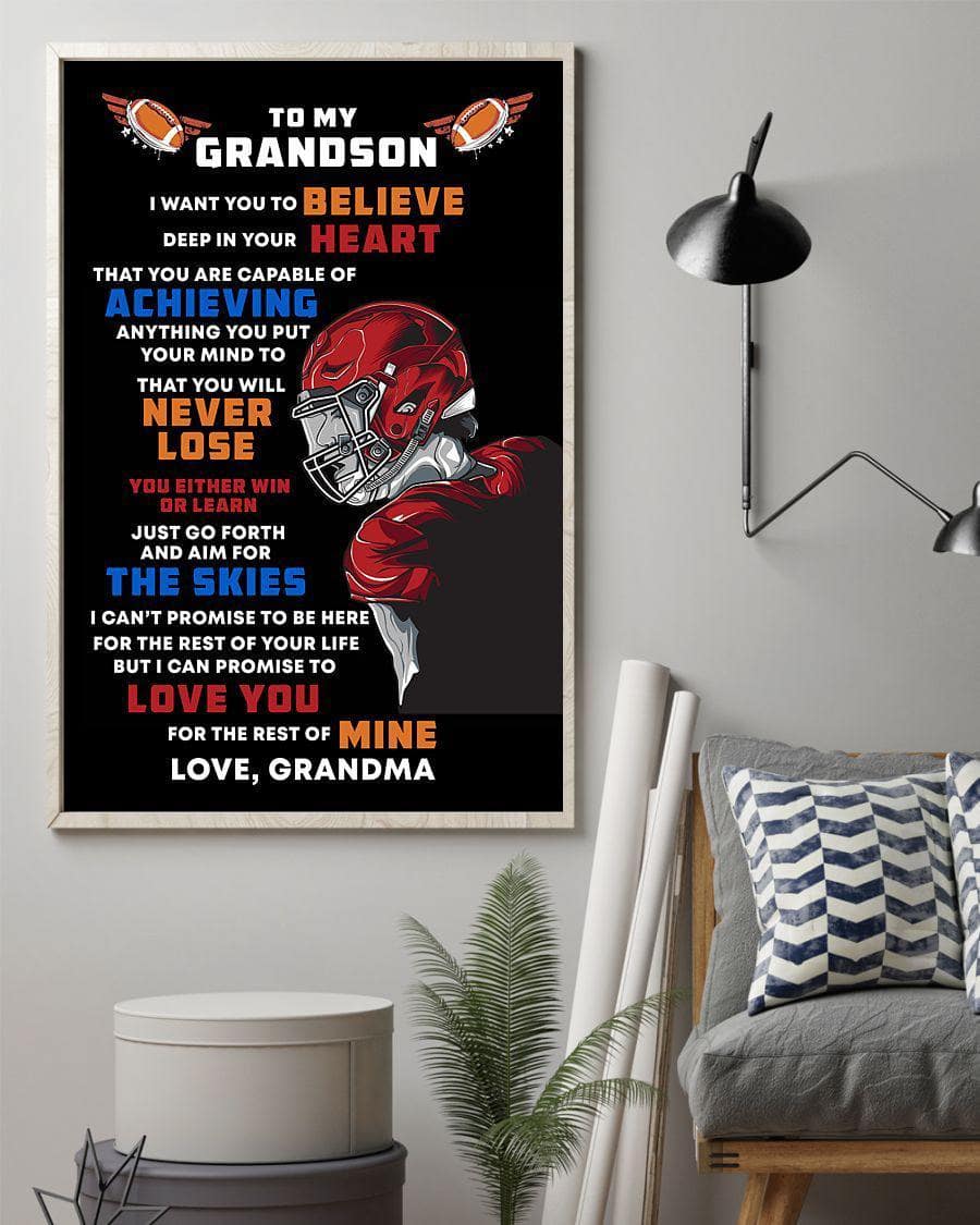 To My Grandson - Personalized Poster - Football