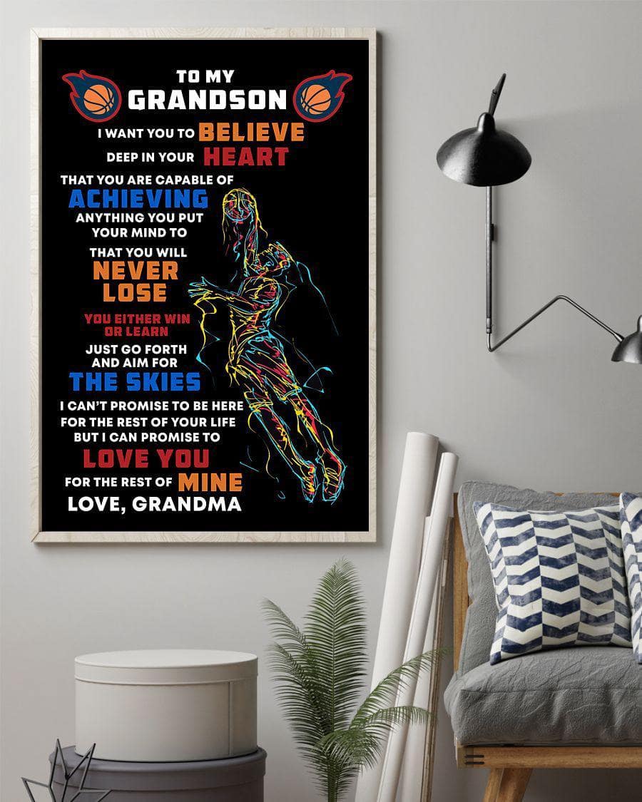 To My Grandson - Personalized Poster - Basketball